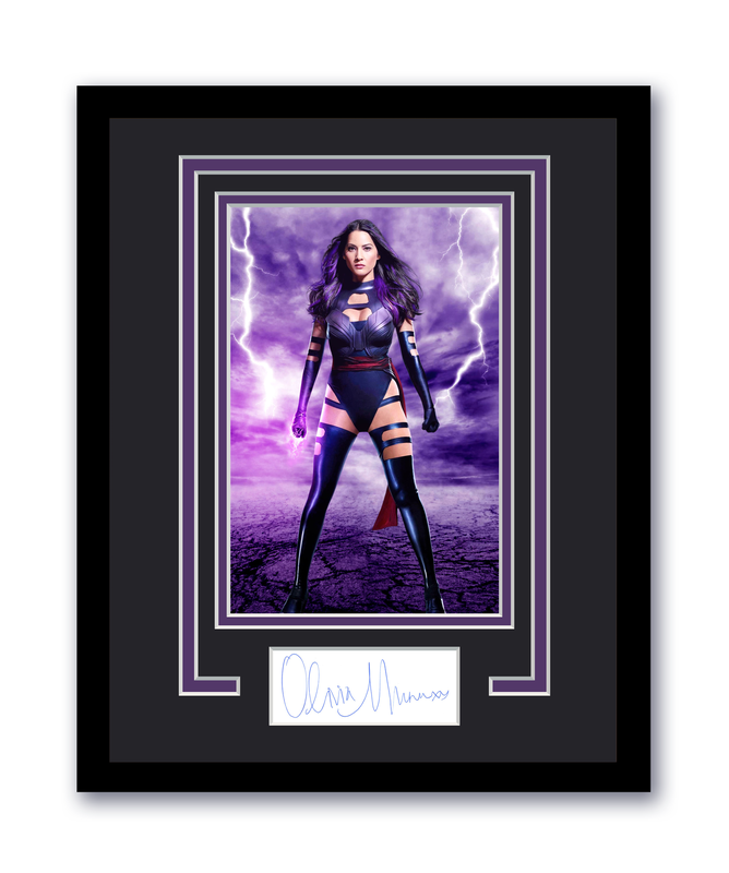 Item # 181242 - X-Men Psylocke Olivia Munn Autographed 11x14 Framed Photo Betsy FULL SIGNATURE