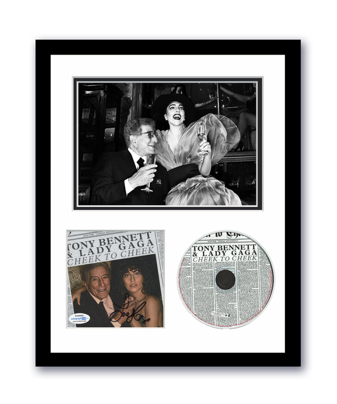 Item # 175593 - Lady Gaga Autographed Signed 11x14 Custom Framed CD Photo Cheek to Cheek ACOA
