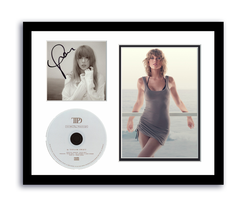 Item # 193160 - Taylor Swift Autographed Signed 11x14 Custom Framed CD Photo Tortured Poets ACOA