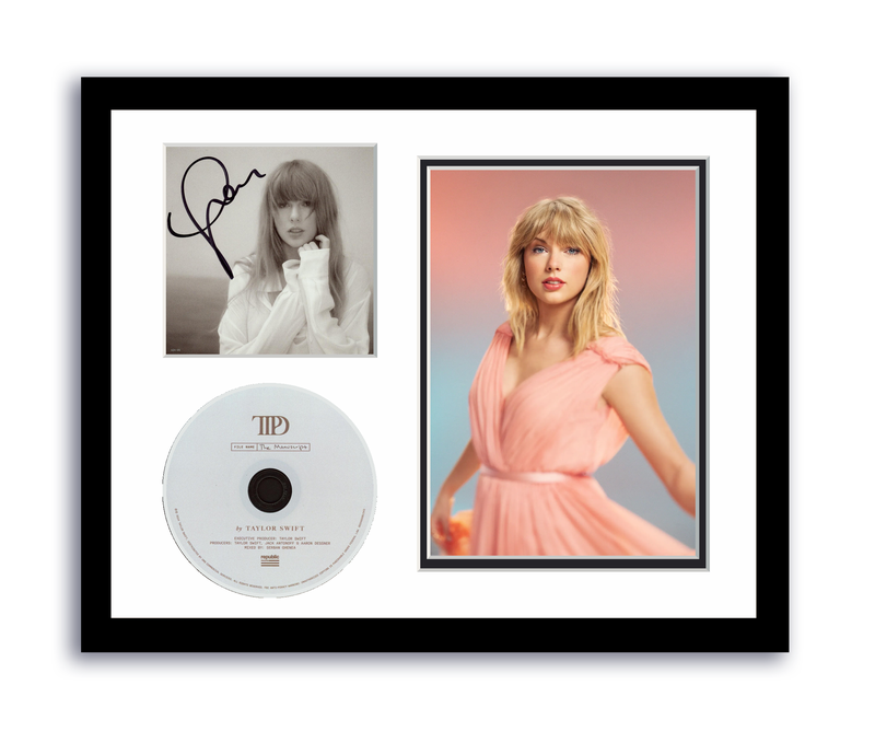 Item # 193161 - Taylor Swift Autographed Signed 11x14 Custom Framed CD Photo Tortured Poets ACOA