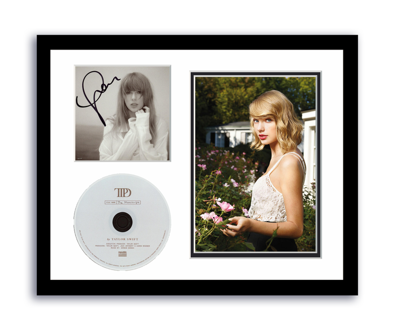 Item # 193162 - Taylor Swift Autographed Signed 11x14 Custom Framed CD Photo Tortured Poets ACOA