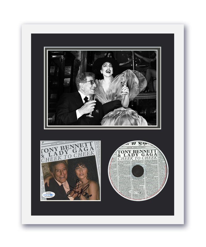 Item # 175597 - Lady Gaga Autographed Signed 11x14 Custom Framed CD Photo Cheek to Cheek ACOA