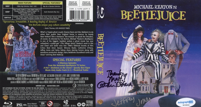Item # 171208 - Catherine O'Hara & Jeffrey Jones "Beetlejuice" SIGNED Blu-Ray DVD Cover