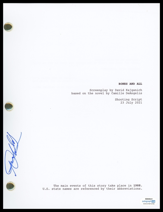 Item # 165109 - Anna Cobb "Bones and All" AUTOGRAPH Signed 'Kayla' Full Script Screenplay