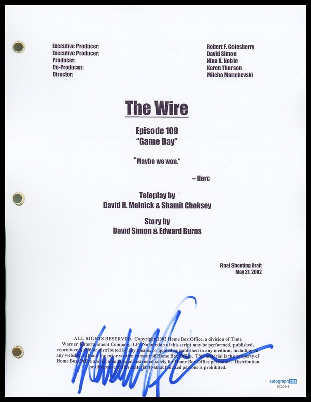 Item # 175882 - Wendell Pierce "The Wire" AUTOGRAPH Signed Full 'Game Day' Episode Script