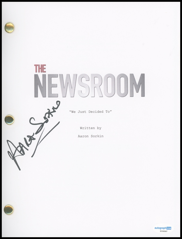 Item # 180796 - Aaron Sorkin "The Newsroom" AUTOGRAPH Signed Complete Pilot Episode Script