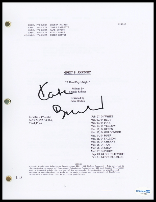 Item # 182998 - Kate Burton "Grey's Anatomy" AUTOGRAPH Signed 'A Hard Day's Night' Script