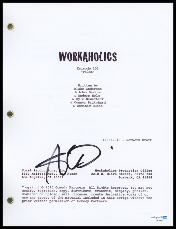 Item # 183051 - Adam Devine "Workaholics" AUTOGRAPH Signed Complete Pilot Episode Script