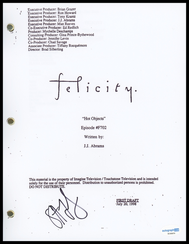 Item # 183072 - Scott Foley "Felicity" AUTOGRAPH Signed Full 'Hot Objects' Episode Script