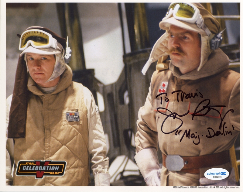Item # 195076 - John Ratzenberger "Star Wars" SIGNED 'Major Derlin' 8x10 Photo 'To Travis'