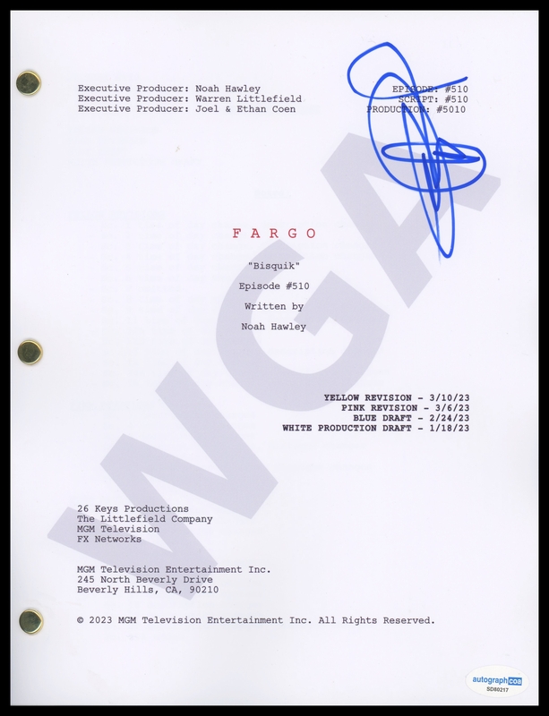 Item # 199030 - Juno Temple "Fargo" AUTOGRAPH Signed Full Complete 'Bisquik' Episode Script