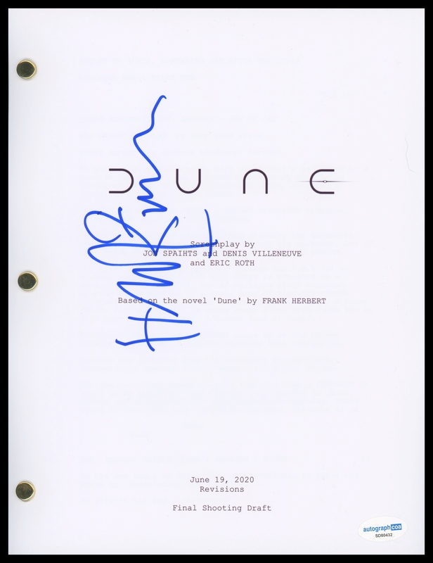 Item # 199125 - Hans Zimmer "Dune" Composer AUTOGRAPH Signed Complete Script Screenplay