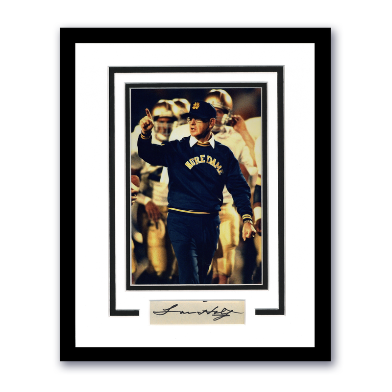 Item # 210348 - Lou Holtz AUTOGRAPH Signed Notre Dame Fighting Irish Framed 11x14 Display