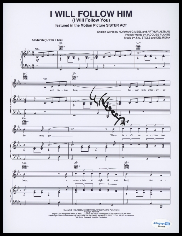 Item # 205300 - Whoopi Goldberg "Sister Act" AUTOGRAPH Signed 'I Will Follow Him' Sheet Music