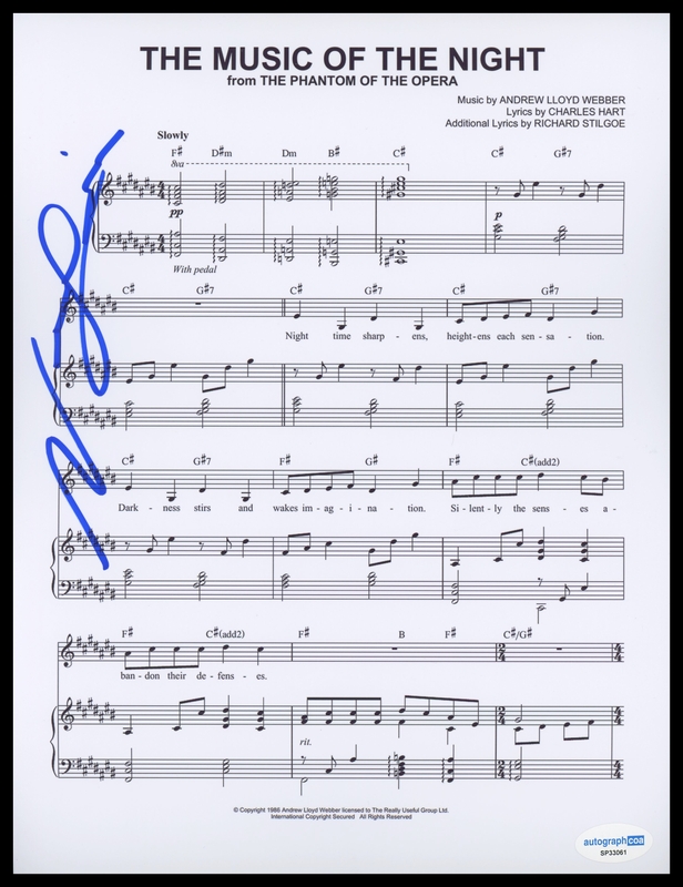 Item # 209123 - Norm Lewis "The Phantom of the Opera" SIGNED 'Music of the Night' Sheet Music