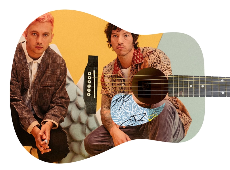 Item # 163042 - Twenty One Pilots Autographed Signed Acoustic Custom Photo Guitar 21 Pilots ACOA