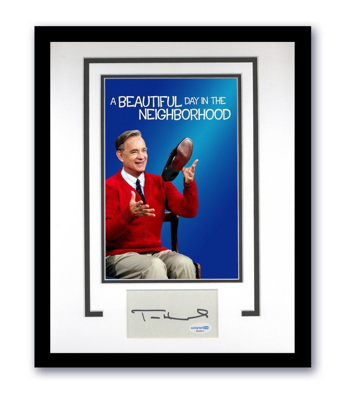 Item # 171532 - Mr. Rogers Tom Hanks Signed 11x14 Framed Photo Beautiful Day Neighborhood ACOA