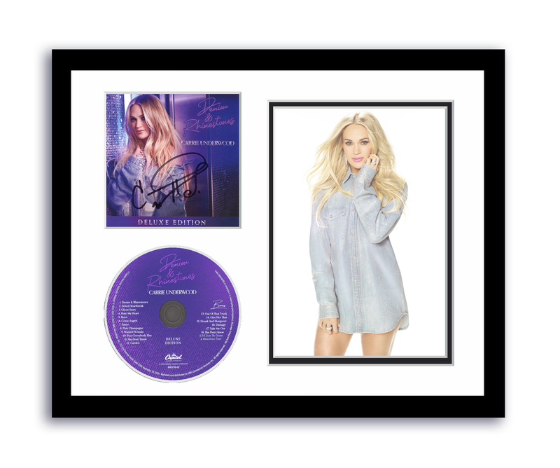 Item # 191500 - Carrie Underwood Autograph Signed 11x14 Framed CD Photo Denim & Rhinestones ACOA