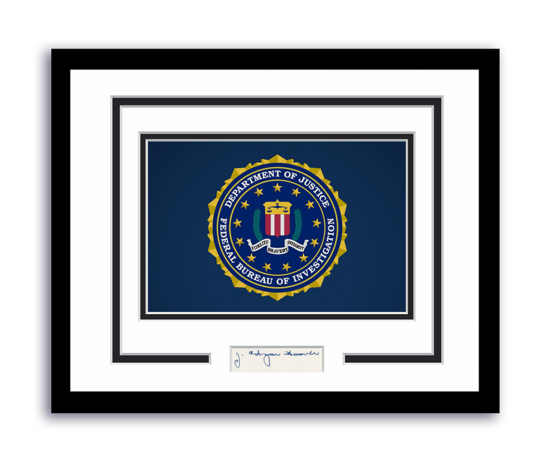 Item # 194333 - J. Edgar Hoover Autographed Signed 11x14 Framed Photo FBI Director Gun ACOA