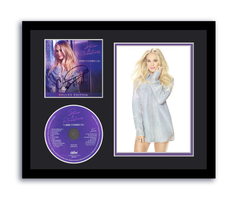 Item # 199280 - Carrie Underwood Autograph Signed 11x14 Framed CD Photo Denim & Rhinestones ACOA