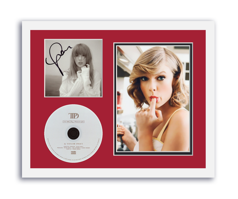 Item # 194068 - Taylor Swift Autograph Signed 11x14 Framed CD Photo Tortured Poets Dept. ACOA