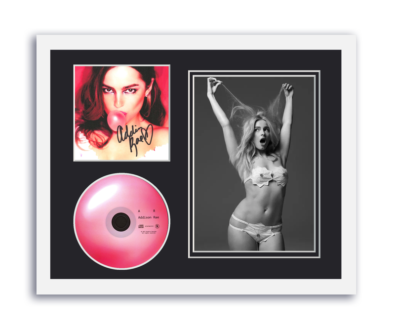 Item # 192905 - Addison Rae Autographed Signed 11x14 Custom Framed CD Photo AR ACOA