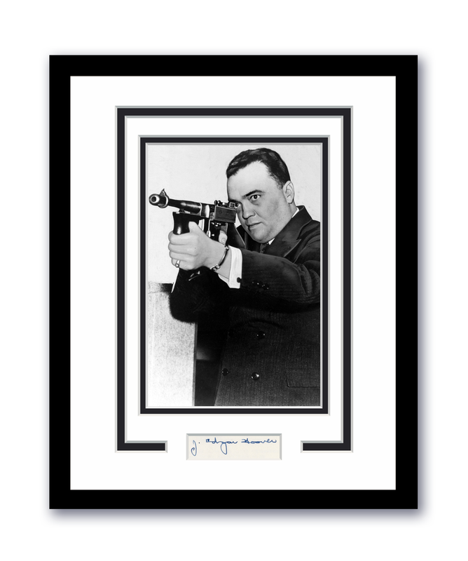 Item # 198147 - J. Edgar Hoover Autographed Signed 11x14 Framed Photo FBI Director Gun ACOA