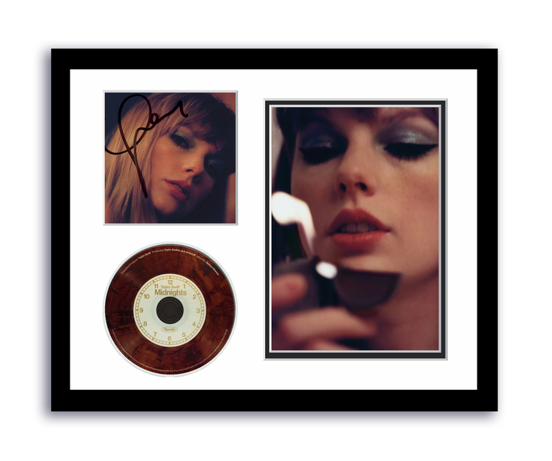 Item # 175171 - Taylor Swift Autographed Signed 11x14 Framed CD Photo Midnights Mahogany ACOA