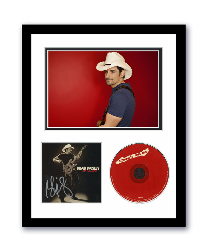 Item # 174854 - Brad Paisley Autographed Signed 11x14 Custom Framed CD Photo Hits Alive ACOA