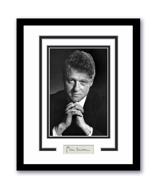 Item # 181003 - President Bill Clinton Autographed 11x14 Framed B&W Portrait Photo ACOA