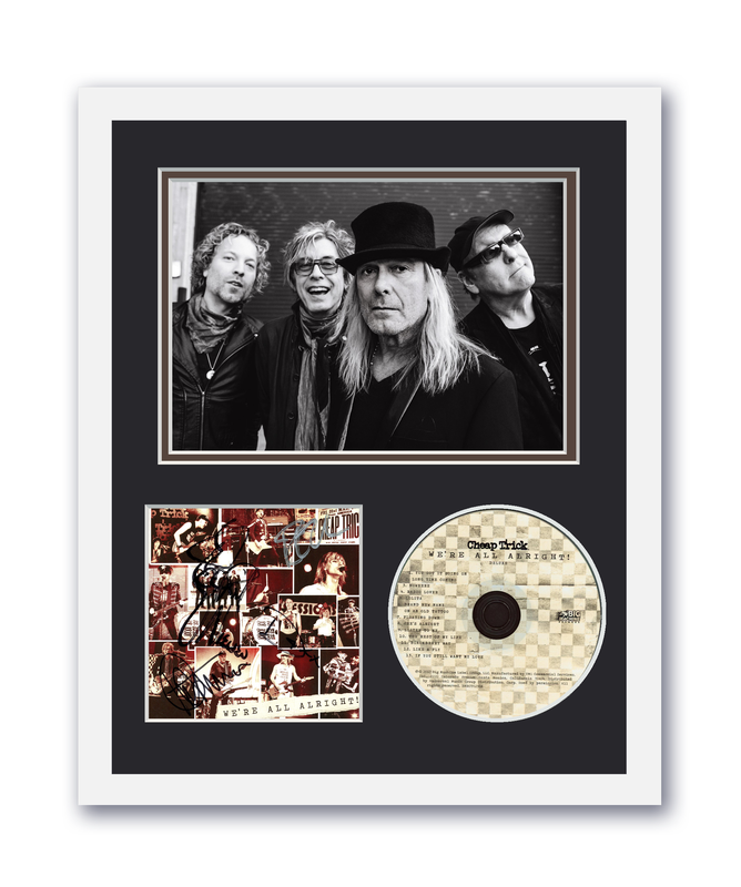 Item # 175216 - Cheap Trick Autograph Signed 11x14 Custom Framed CD Photo We're All Alright ACOA
